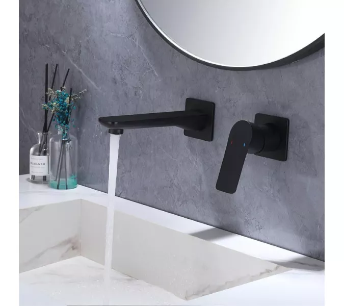 Смеситель для раковины скрытого монтажа ACWEN 6616B  черный матовый, Выбрать цвет: Черный, изображение 11