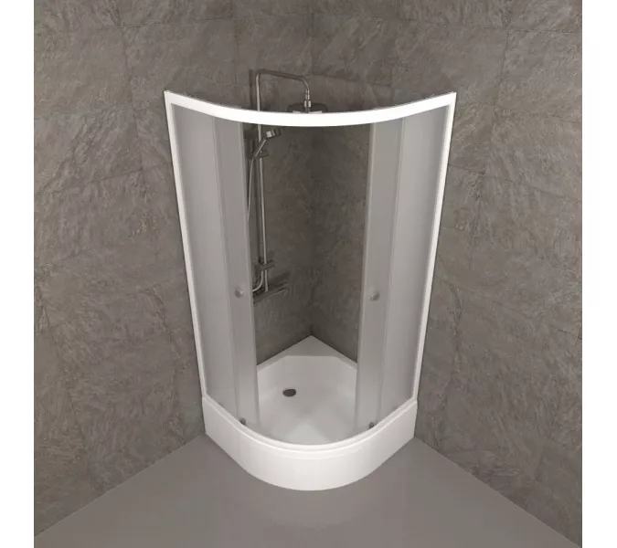 Душевое ограждение Triton ВЕЛЬВЕТ B средний поддон, Цвет стекла: матовое, Цвет профиля: Белый, Тип поддона: Средний, Выбрать размер: 90х90, изображение 5