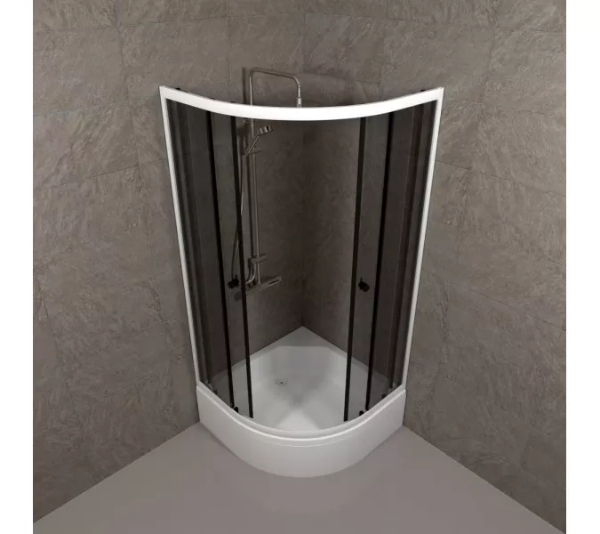 Душевое ограждение Triton ГРЭЙ B средний поддон, Цвет профиля: Белый, Тип поддона: Средний, Выбрать размер: 90х90, изображение 6