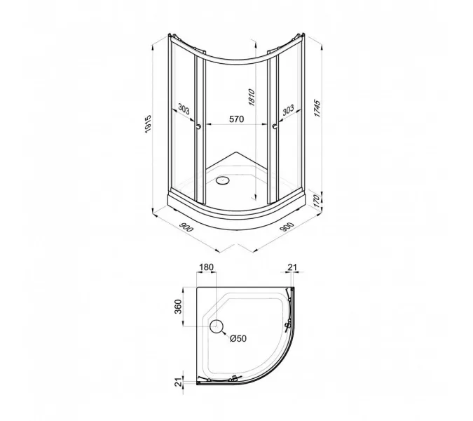 Душевое ограждение Triton ГРЭЙ А ПД31 низкий поддон, Цвет профиля: Белый, Тип поддона: Низкий, Выбрать размер: 90х90, изображение 9