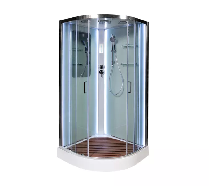 Душевая кабина AvaCan A01/A09 прозрачное/хром, низкий поддон, Цвет стекла: прозрачное, Цвет профиля: Хром, Тип поддона: Низкий, Выбрать размер: 100х100, Внешний вид: С LED освещением, Наличие крыши: есть