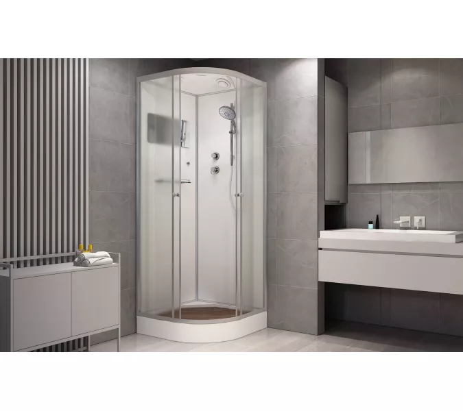 Душевая кабина AvaCan D09 матовое/хром , низкий поддон, Цвет стекла: матовое, Цвет профиля: Хром, Тип поддона: Низкий, Выбрать размер: 90х90, Внешний вид: без гидромассажа, Наличие крыши: есть, изображение 3