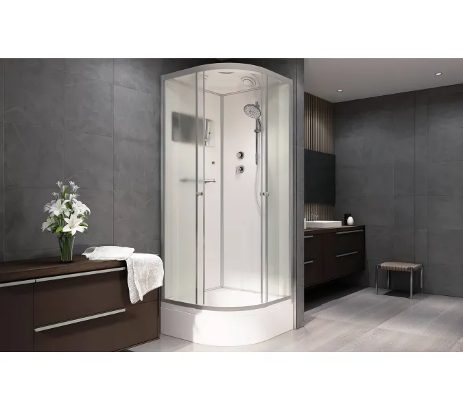 Душевая кабина AvaCan  D279S  матовое/хром , средний поддон, Цвет стекла: матовое, Цвет профиля: Хром, Тип поддона: Средний, Выбрать размер: 90х90, Внешний вид: без гидромассажа, Наличие крыши: есть, изображение 3