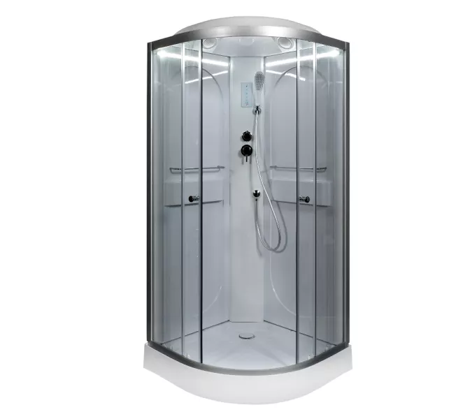 Душевая кабина AvaCan L608/609  прозрачное/хром/низкий, Цвет стекла: прозрачное, Цвет профиля: Хром, Тип поддона: Низкий, Выбрать размер: 80х80, Внешний вид: С LED освещением, Наличие крыши: есть, изображение 3