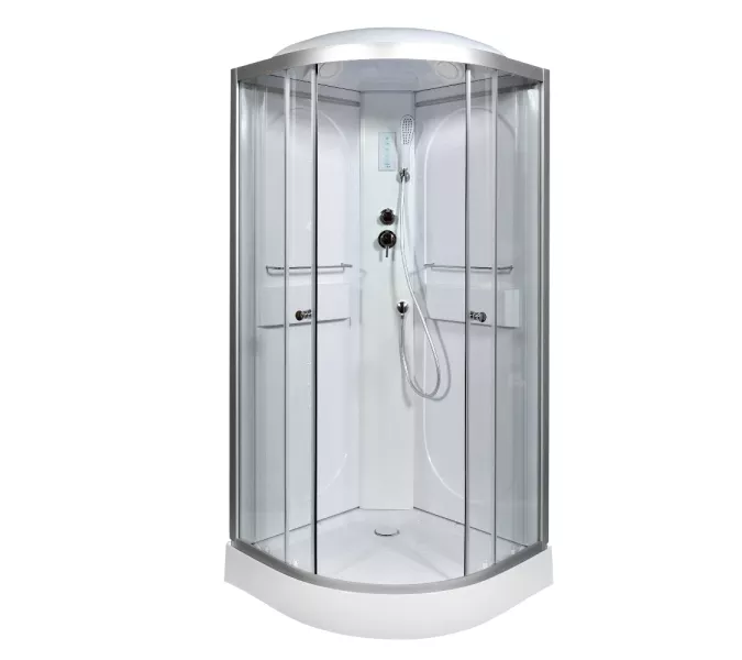 Душевая кабина AvaCan L608/609  прозрачное/хром/низкий, Цвет стекла: прозрачное, Цвет профиля: Хром, Тип поддона: Низкий, Выбрать размер: 80х80, Внешний вид: С LED освещением, Наличие крыши: есть, изображение 2