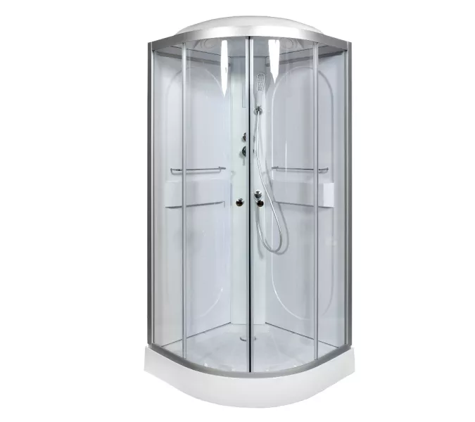 Душевая кабина AvaCan L608/609  прозрачное/хром/низкий, Цвет стекла: прозрачное, Цвет профиля: Хром, Тип поддона: Низкий, Выбрать размер: 80х80, Внешний вид: С LED освещением, Наличие крыши: есть, изображение 4