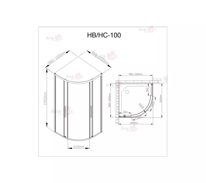 Душевой уголок AvaCan C01, изображение 4