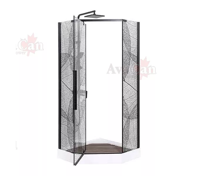 Душевой уголок AvaCan PB 90/100, Цвет стекла: с рисунком, Цвет профиля: Черный, Выбрать размер: 90х90, изображение 4