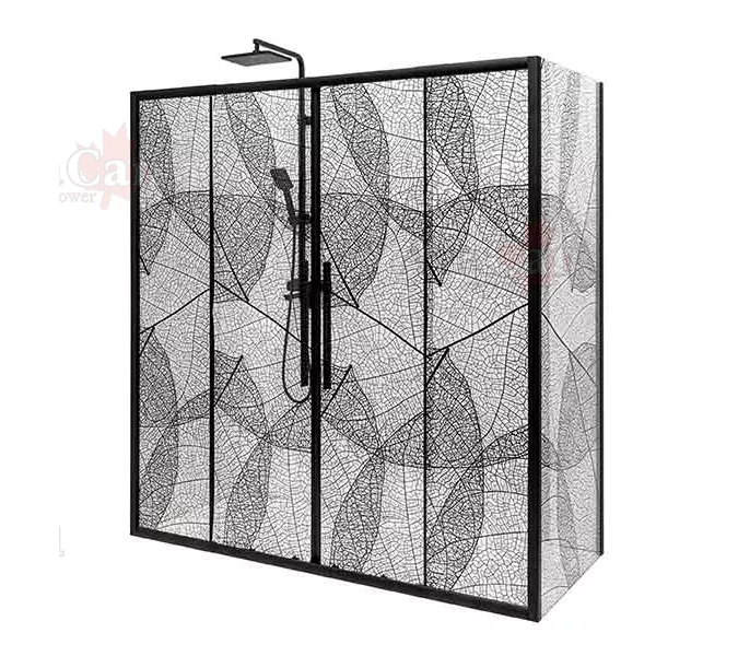 Душевой уголок AvaCan FB2  с рисунком/черный, Цвет стекла: с рисунком, Цвет профиля: Черный, Выбрать размер: 170-190х90, изображение 6