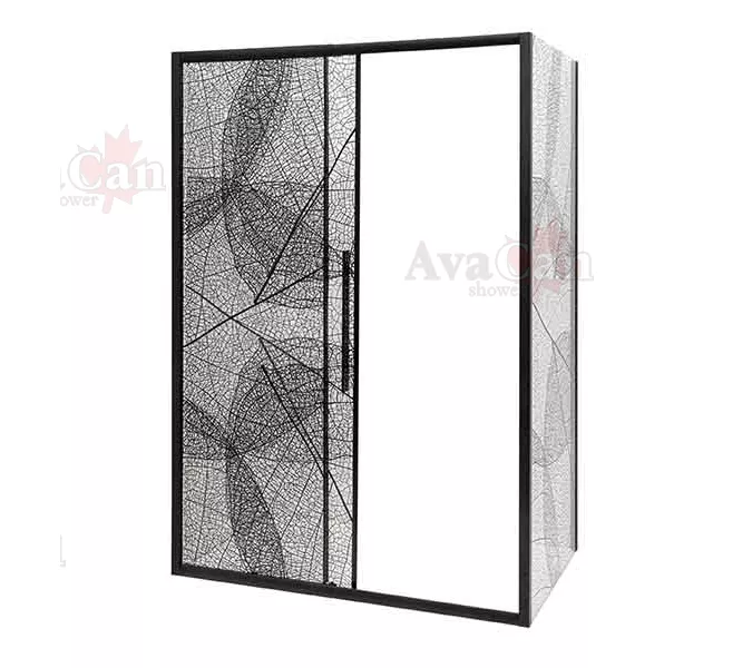 Душевой уголок AvaCan FB+SB с рисунком/черный, Цвет стекла: с рисунком, Цвет профиля: Черный, Выбрать размер: 120-140х80, изображение 6