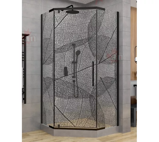 Душевой уголок AvaCan PB 90/100, Цвет стекла: с рисунком, Цвет профиля: Черный, Выбрать размер: 90х90