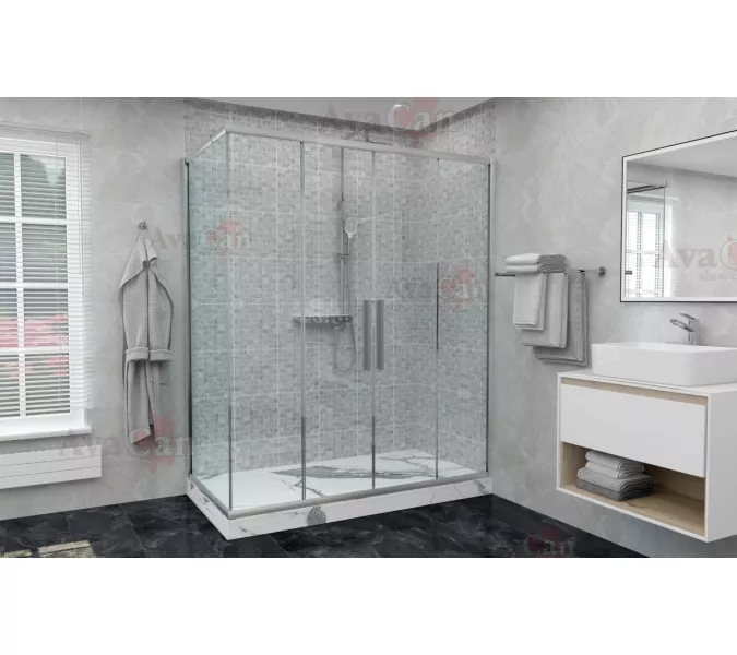 Душевой уголок AvaCan FC2 прозрачное/хром, Цвет стекла: прозрачное, Цвет профиля: Хром, Выбрать размер: 190-210х100, изображение 2