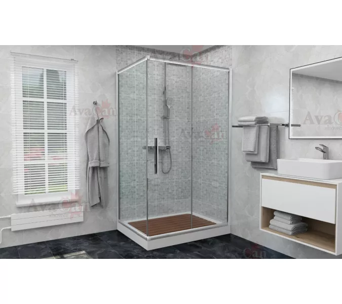Душевой уголок AvaCan FC+SС прозрачное/хром, Цвет стекла: прозрачное, Цвет профиля: Хром, Выбрать размер: 120-140х90, изображение 6