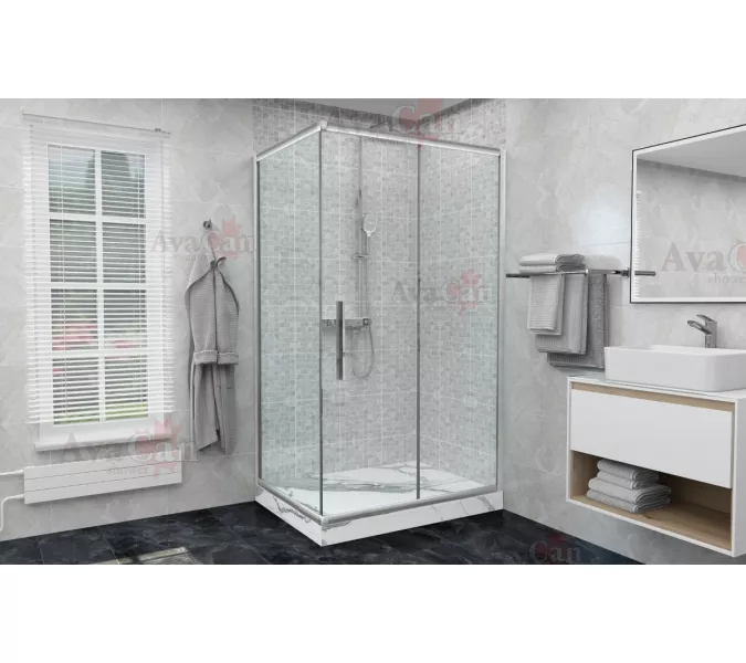 Душевой уголок AvaCan FC+SС прозрачное/хром, Цвет стекла: прозрачное, Цвет профиля: Хром, Выбрать размер: 120-140х90, изображение 5