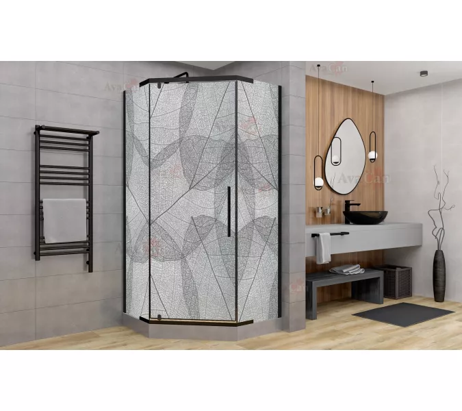 Душевой уголок AvaCan PB 90/100 MT, Цвет стекла: матовое с рисунком, Цвет профиля: Черный, Выбрать размер: 90х90, изображение 2