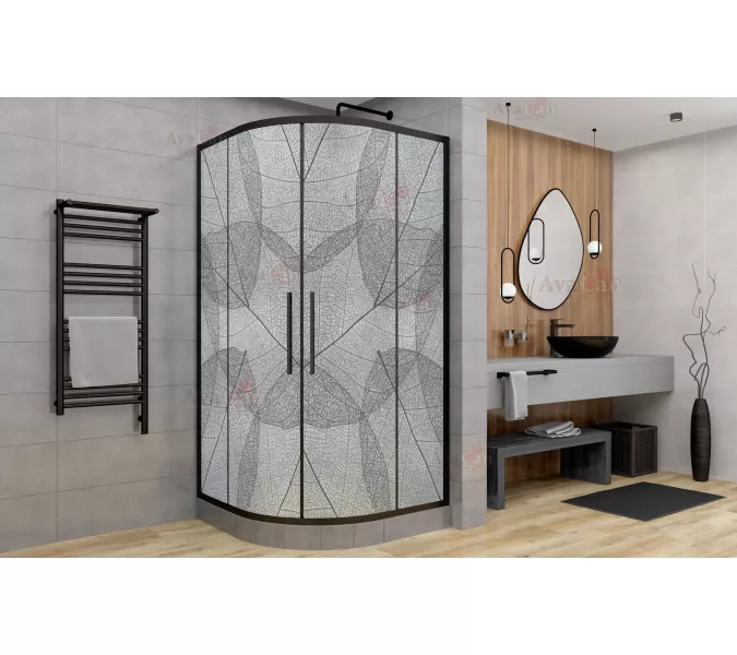 Душевой уголок AvaCan HB 80/90/100/120 MT, Цвет стекла: матовое с рисунком, Цвет профиля: Черный, Выбрать размер: 80х80, изображение 4