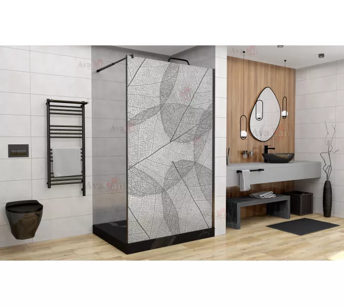 Душевая перегородка AvaCan MB100/110/120 MT, Цвет стекла: матовое с рисунком, Цвет профиля: Черный, Выбрать размер: 110, изображение 2