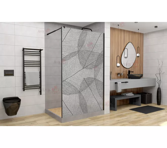Душевая перегородка AvaCan MB100/110/120 MT, Цвет стекла: матовое с рисунком, Цвет профиля: Черный, Выбрать размер: 110, изображение 3