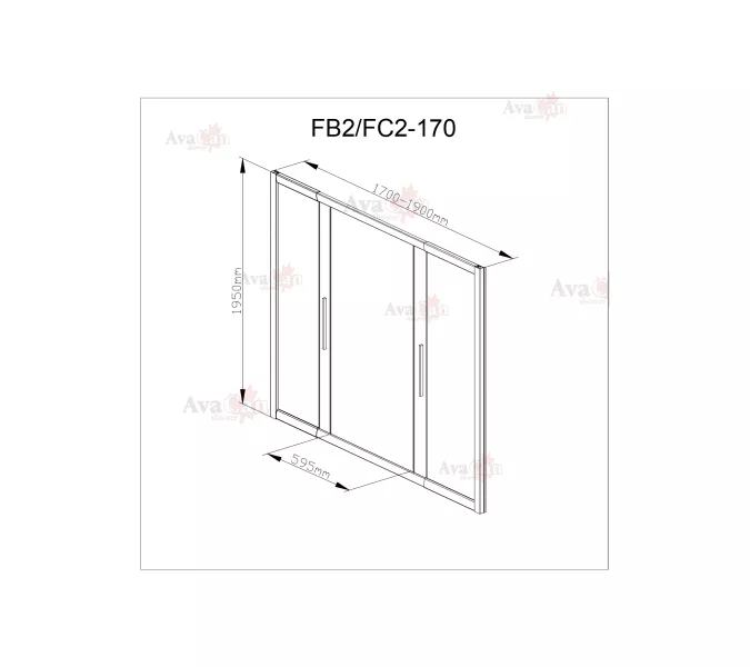 Душевая дверь в нишу AvaCan FB2, Цвет стекла: с рисунком, Цвет профиля: Черный, Выбрать размер: 170-190, изображение 16