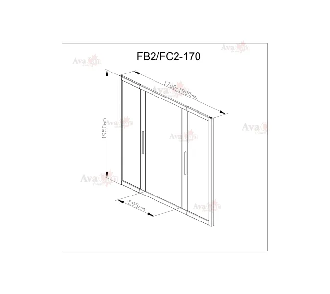 Душевая дверь в нишу AvaCan FB MT, Цвет стекла: матовое с рисунком, Цвет профиля: Черный, Выбрать размер: 170-190, изображение 10