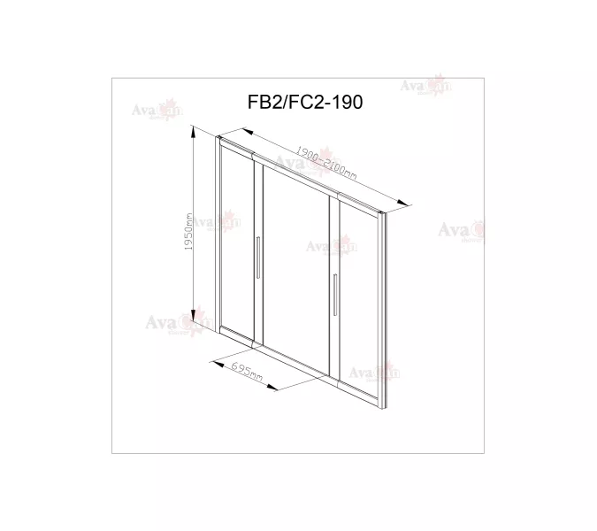 Душевая дверь в нишу AvaCan FC2, Цвет стекла: прозрачное, Цвет профиля: Хром, Выбрать размер: 190-210, изображение 11