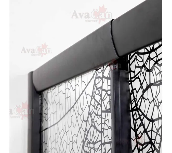 Душевая дверь в нишу AvaCan FB MT, Цвет стекла: матовое с рисунком, Цвет профиля: Черный, Выбрать размер: 170-190, изображение 6