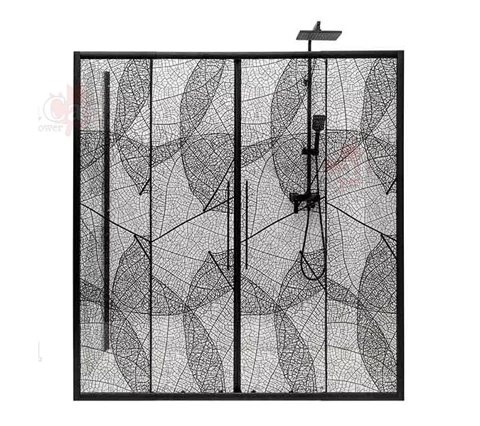 Душевая дверь в нишу AvaCan FB2, Цвет стекла: с рисунком, Цвет профиля: Черный, Выбрать размер: 170-190, изображение 5