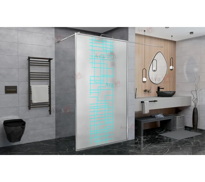 Душевая перегородка AvaCan LC 100/110/120 MT, Цвет стекла: матовое с рисунком, Цвет профиля: Хром, Выбрать размер: 100, изображение 2