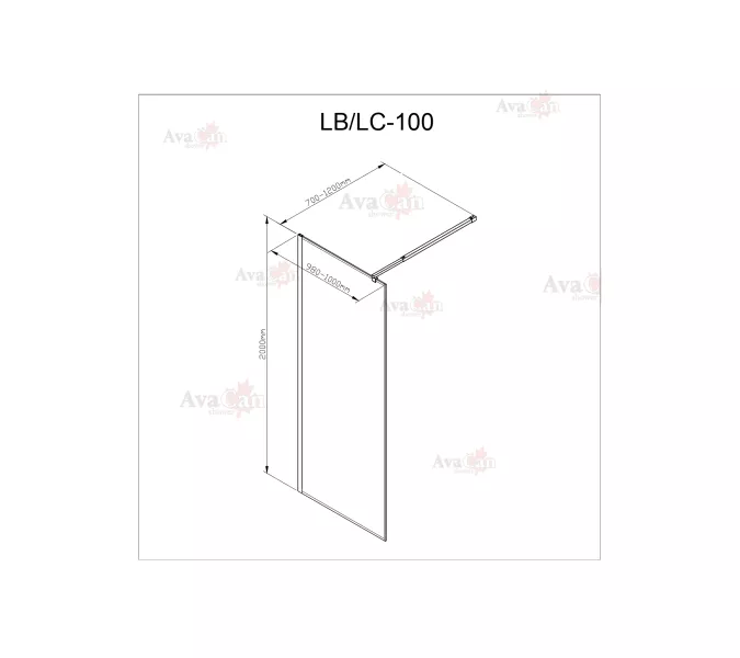 Душевая перегородка AvaCan LB 100/110/120, Цвет стекла: с рисунком, Цвет профиля: Черный, Выбрать размер: 100, изображение 5