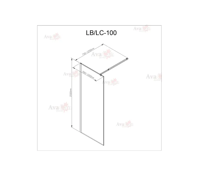 Душевая перегородка AvaCan LC 100/110/120 MT, Цвет стекла: матовое с рисунком, Цвет профиля: Хром, Выбрать размер: 100, изображение 7