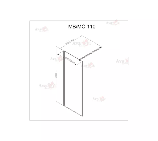 Душевая перегородка AvaCan MC 100/110/120 MT, Цвет стекла: матовое, Цвет профиля: Хром, Выбрать размер: 110, изображение 7