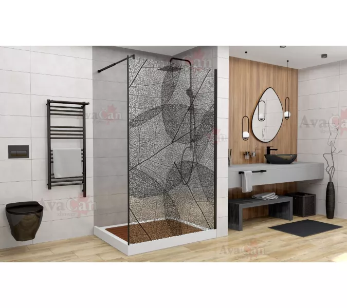 Душевая перегородка AvaCan MB100/110/120, Цвет стекла: с рисунком, Цвет профиля: Черный, Выбрать размер: 120, изображение 3