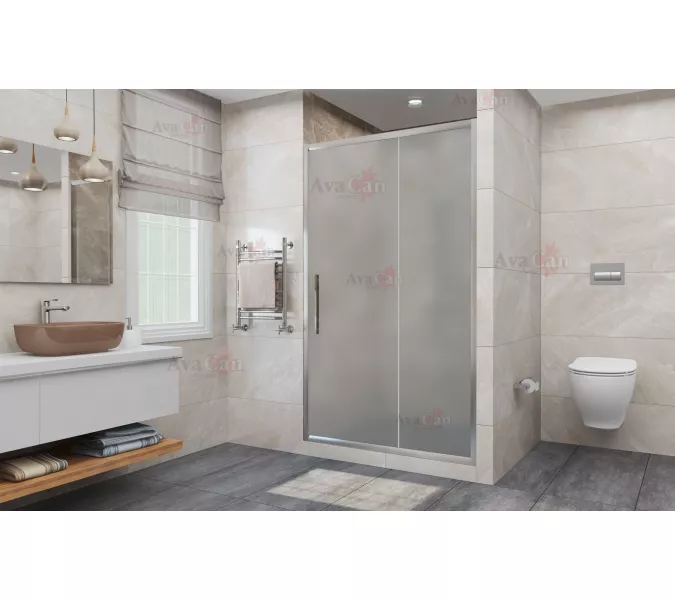 Душевая дверь в нишу AvaCan FС MT, Цвет стекла: матовое, Цвет профиля: Хром, Выбрать размер: 120-140, изображение 2