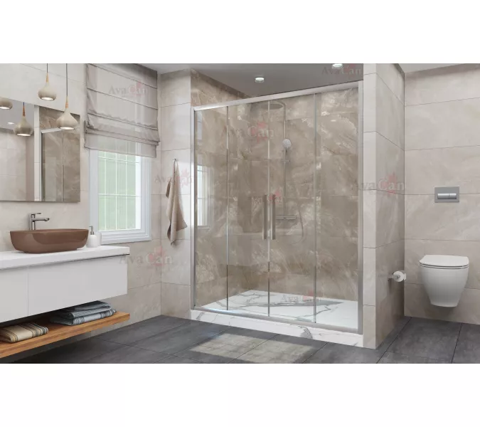 Душевая дверь в нишу AvaCan FC2, Цвет стекла: прозрачное, Цвет профиля: Хром, Выбрать размер: 190-210, изображение 2