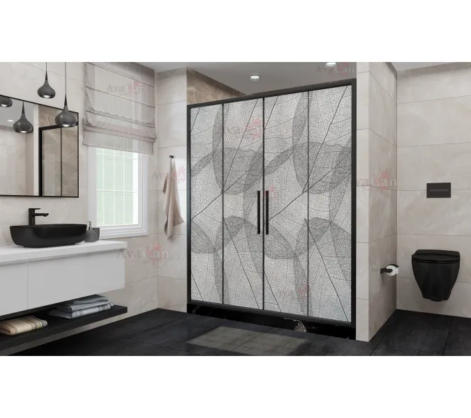 Душевая дверь в нишу AvaCan FB MT, Цвет стекла: матовое с рисунком, Цвет профиля: Черный, Выбрать размер: 170-190, изображение 2