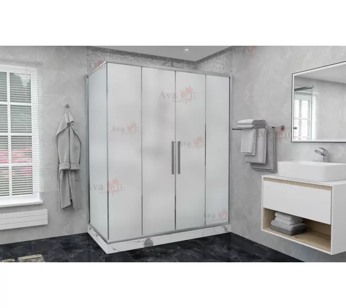 Душевой уголок AvaCan FC2 матовое/хром, Цвет стекла: матовое, Цвет профиля: Хром, Выбрать размер: 170-190х80, изображение 2