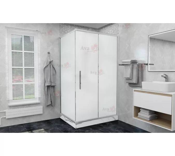 Душевой уголок AvaCan FС+SС матовое/хром, Цвет стекла: матовое, Цвет профиля: Хром, Выбрать размер: 120-140х80, изображение 2