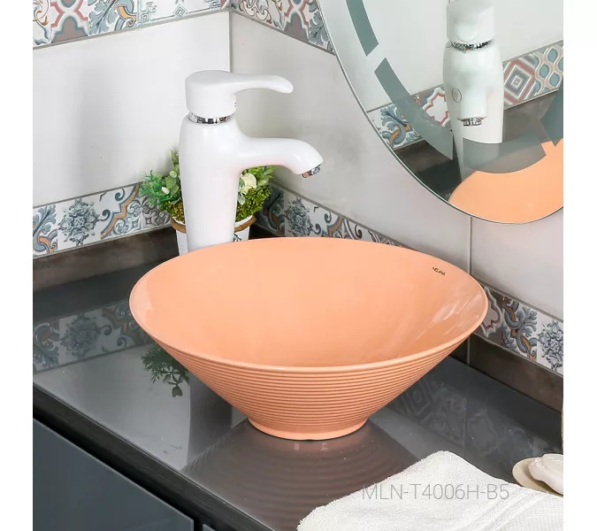 Раковина MELANA MLN-7020-B5(T4006H-B5) (персиковая), изображение 2