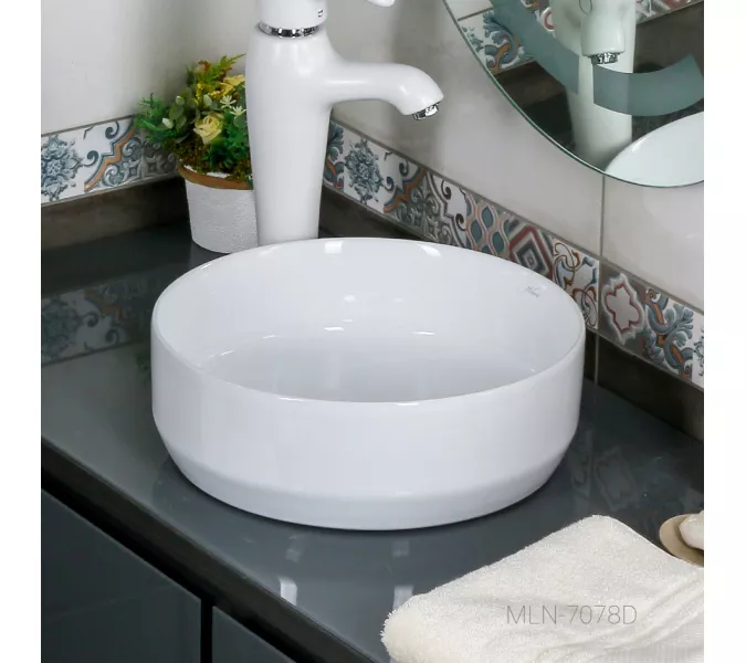 Раковина MELANA MLN-7078D/A/ABW /7076, Выбрать цвет: Белая, Выбрать размер: 35х35х12, изображение 2