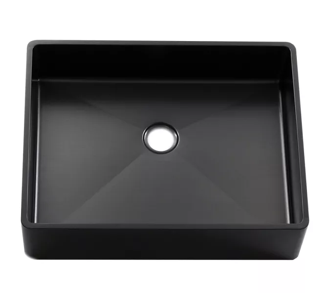 Раковина D4837B Castle MELANA ProfLine 1,2 мм черная накладная, Сифон, донный клапан, Выбрать цвет: Черный, изображение 3