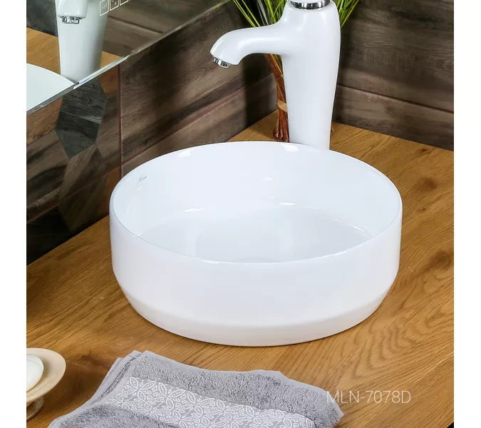 Раковина MELANA MLN-7078D/A/ABW /7076, Выбрать цвет: Белая, Выбрать размер: 35х35х12, изображение 3