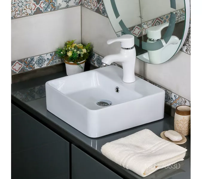 Раковина MELANA MLN-7063D/7063B, Выбрать размер: 38х38х12, изображение 3