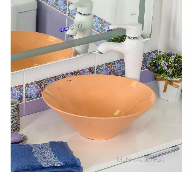Раковина MELANA MLN-7020-B5(T4006H-B5) (персиковая), изображение 3