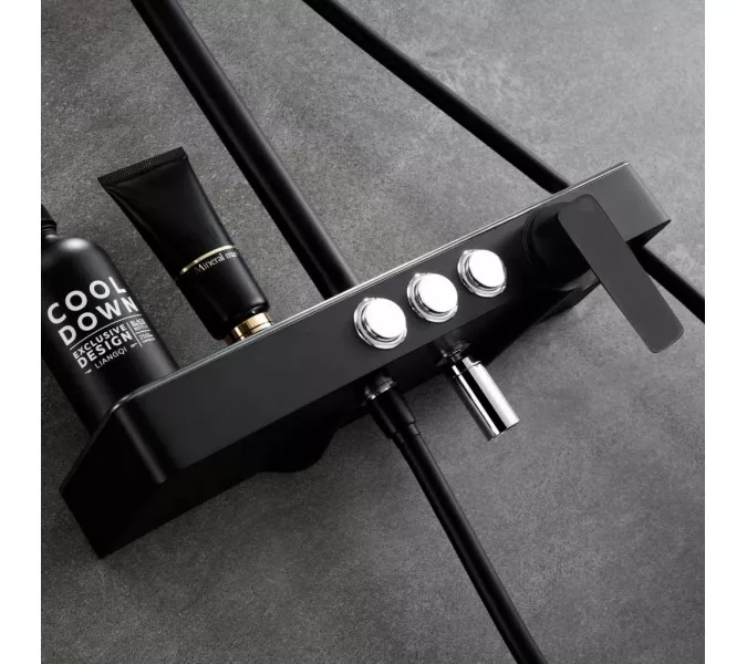 Душевая система MELANA-610501B MALE нерж.сталь, с тропическим душем, лейкой, изображение 3