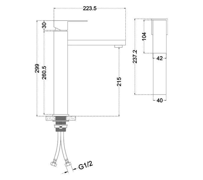 Смеситель д/ум MELANA-610202 Cubo нерж.сталь, однорычажный, сатин, литой излив, изображение 3