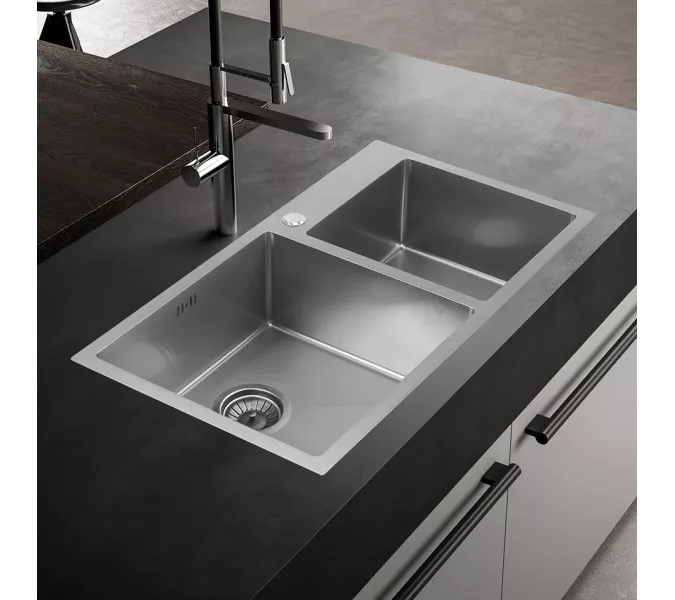 Мойка S8045H MELANA ProfLine 3,0/220 САТИН 2-я чаша, врезная, Выбрать цвет: Сатин, изображение 2