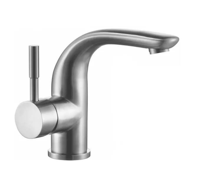 Смеситель д/ум MELANA-F6105 нерж.сталь, однорычажный, сатин, литой излив