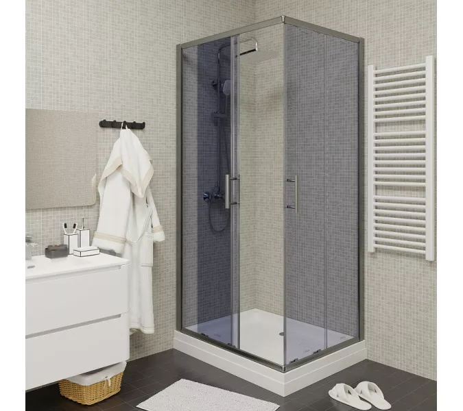 Душевой уголок Quadro QZ71S/QZ81S PARLY с поддоном, тонированное, Цвет стекла: тонированное, Цвет профиля: Хром, Выбрать размер: 100х70, изображение 2