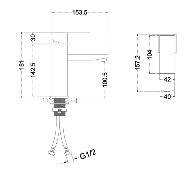 Смеситель д/ум MELANA-610201 Cubo нерж.сталь, однорычажный, сатин, литой излив, изображение 3