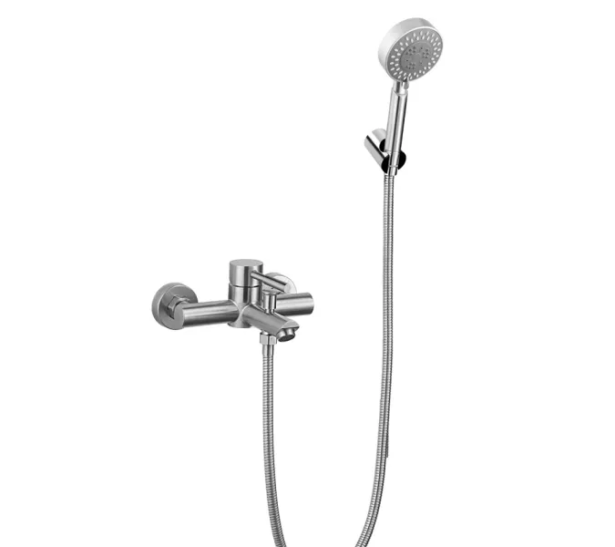 Смеситель д/ванны MELANA-610105 Tondo нерж.сталь, однорычажный, сатин, литой излив, изображение 4